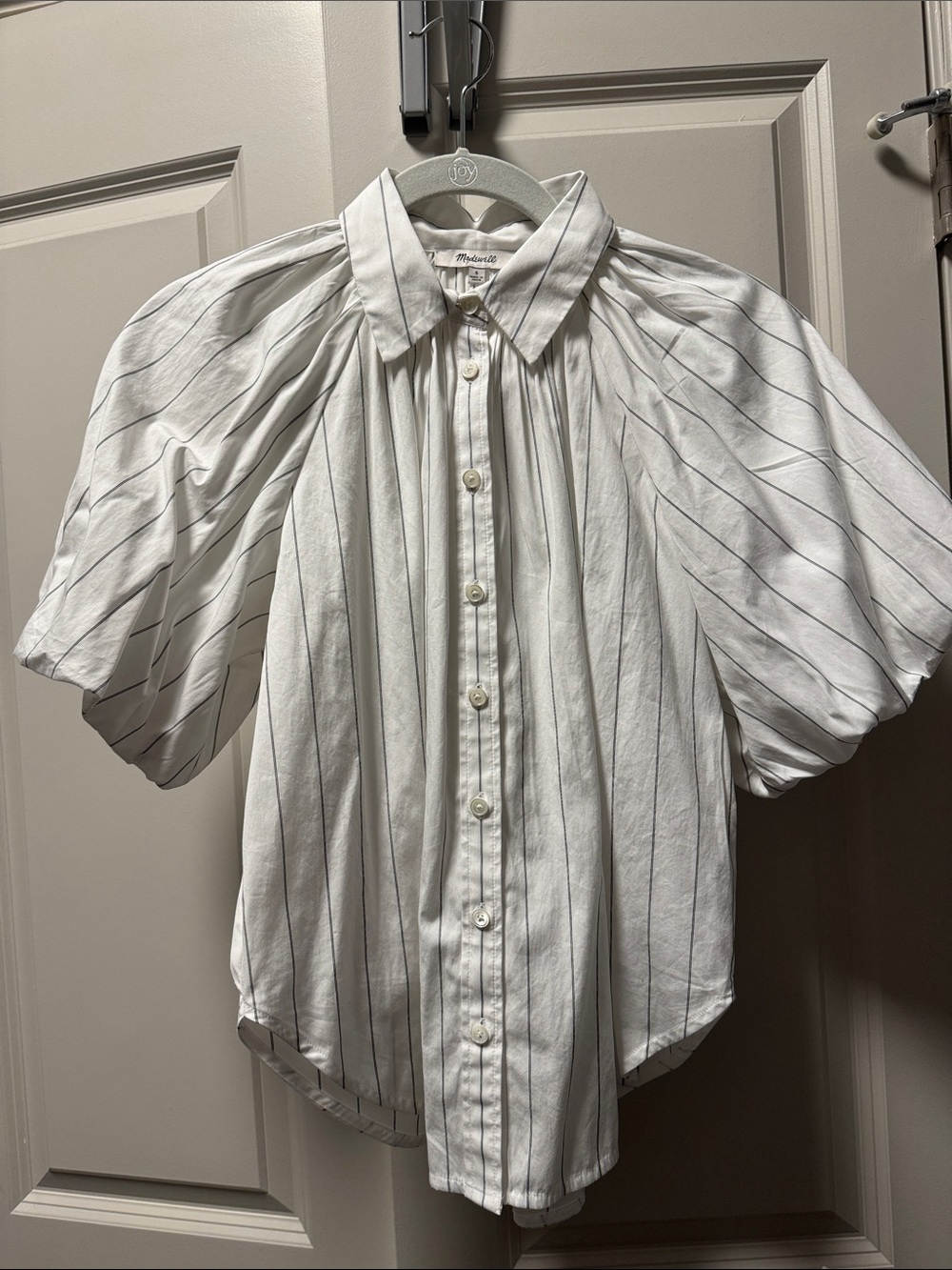 Madewell White Button-Front Puff Sleeve Shirt Size Small